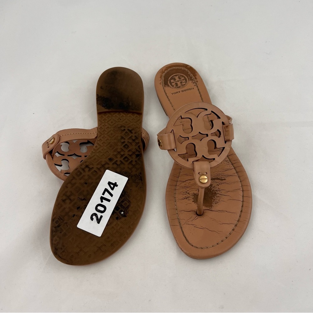 Tory Burch Tan Miller Logo Thong Sandals - Picture 8 of 8